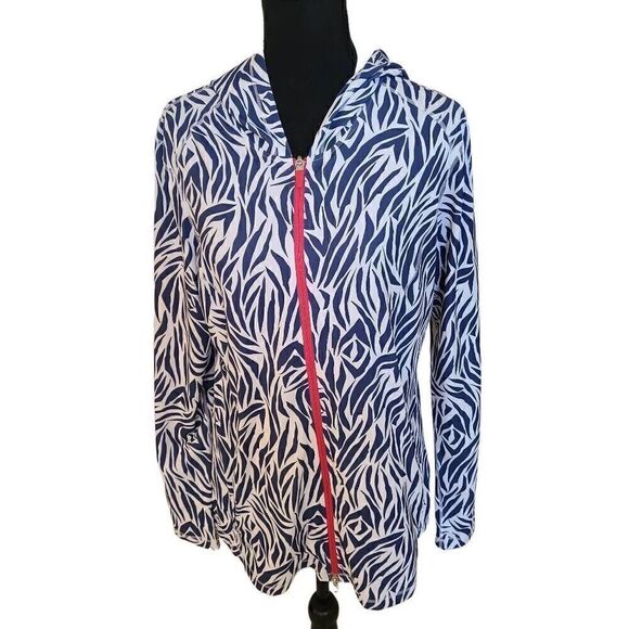 Annika Cutter & Buck Womens Zebra Print Full Zip Hoodie Jacket Large - Picture 2 of 11